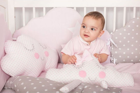 Baby Star Cloud Crib Bumper Inside Pink 40x190cm 7123PinkG