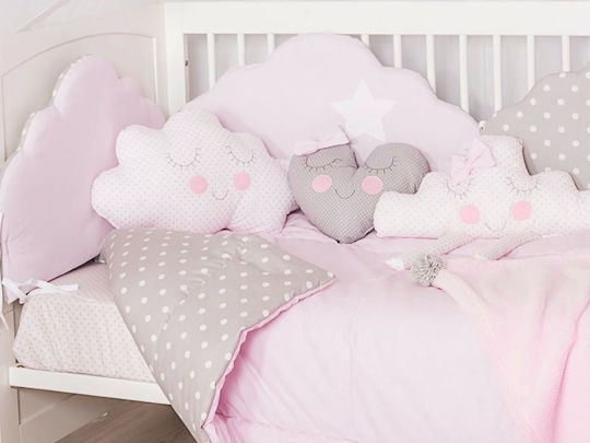 Baby Star Cloud Crib Bumper Inside Pink 40x190cm 7123PinkG