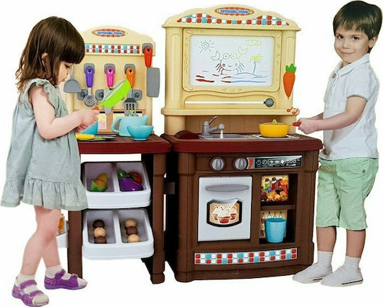 Loco Kinderküche Küche mit Tafel und 66 Zubehörteilen 66Stück