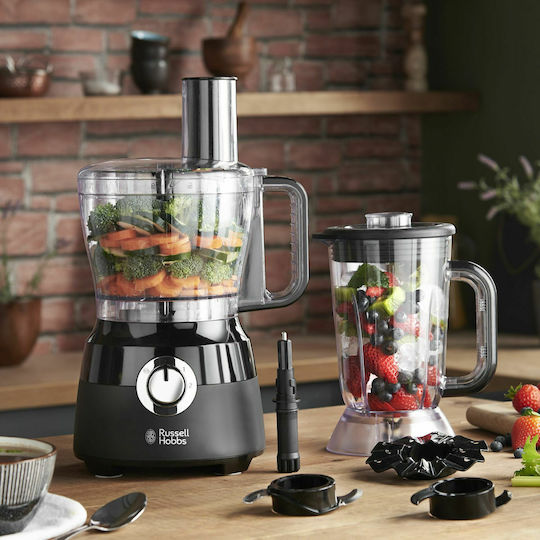 Russell Hobbs Multifunctional Food Processor 600W with Pot 1.5lt and Jug Blender Black