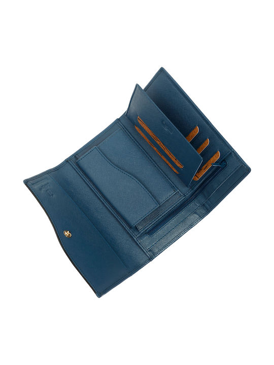 Lavor Μεγάλο Δερμάτινο Γυναικείο Πορτοφόλι με RFID Μπλε