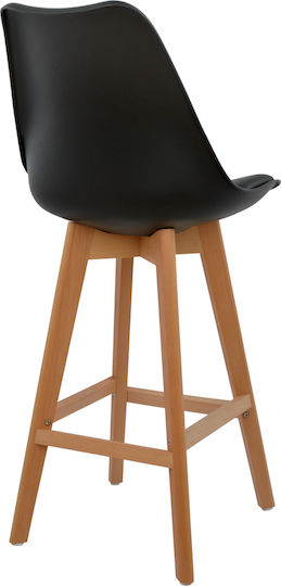 Stool Bar with Backrest made of Polypropylene Vegas Black 48x58x105cm