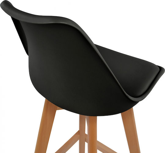 Stool Bar with Backrest made of Polypropylene Vegas Black 48x58x105cm