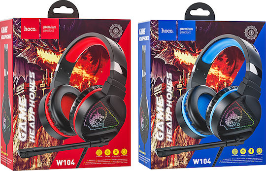 Hoco W104 Over Ear Gaming Headset με σύνδεση 3.5mm / USB Κόκκινο
