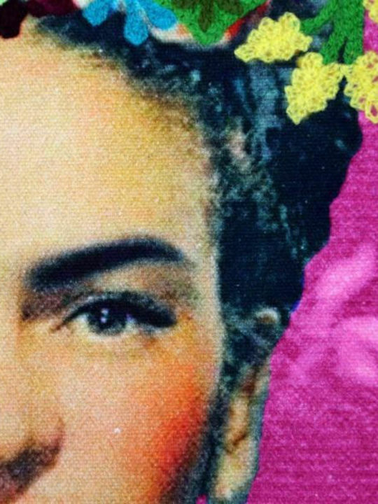 Synchronia Frida Kahlo Cotton Shopping Bag in Fuchsia color
