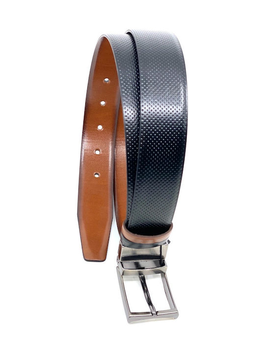 LGD-2021-33 Men's Belt from Artificial Leather Double Sided Black / Taba