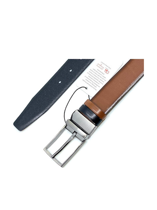 LGD-2021-33 Men's Belt from Artificial Leather Double Sided Black / Taba