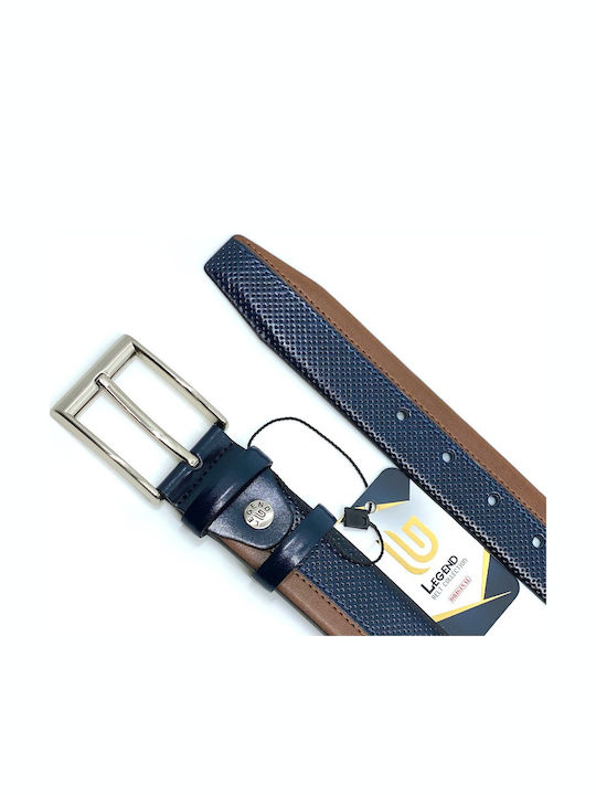 Men's Belt from Artificial Leather Blue / Taba