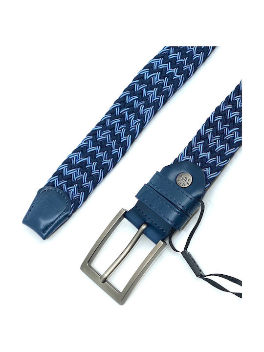 Elastic Men's Belt Knitted Blue