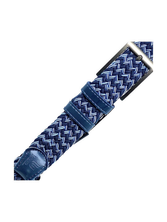 Elastic Men's Belt Knitted Blue