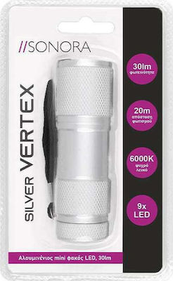 Sonora Taschenlampe LED mit maximaler Helligkeit 30lm Silver Vertex 9