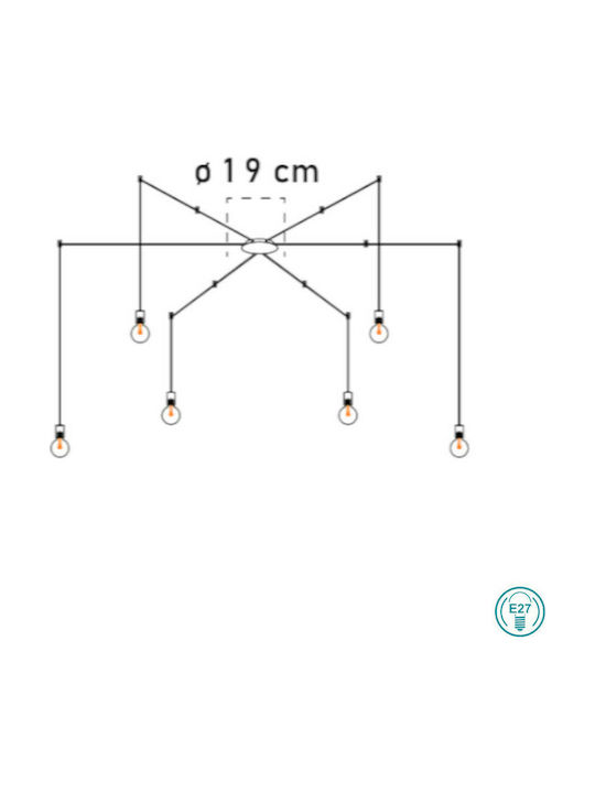 Fan Europe Suspendat Candelabru pentru 6 Becuri E27 Negru