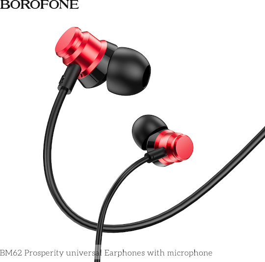 Borofone BM62 Prosperity In-ear Handsfree with 3.5mm Connector Red