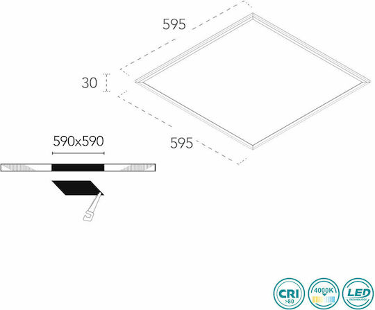 Fan Europe LED-Panels Quadratisches Vertieftes LED-Panel 40W mit Natürliches Weiß Licht 4000K 60x60cm