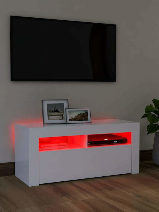 TV-Ständer mit LED-Beleuchtung Weiß M90xT35xH40cm