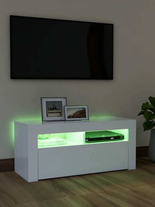 TV-Ständer mit LED-Beleuchtung Weiß M90xT35xH40cm