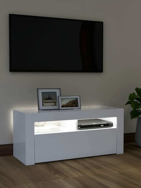 TV-Ständer mit LED-Beleuchtung Weiß M90xT35xH40cm