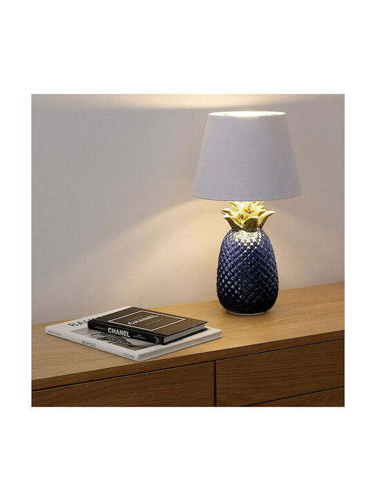 Navaris Pineapple Ceramic Table Lamp for Socket E27 with White Shade and Purple Base