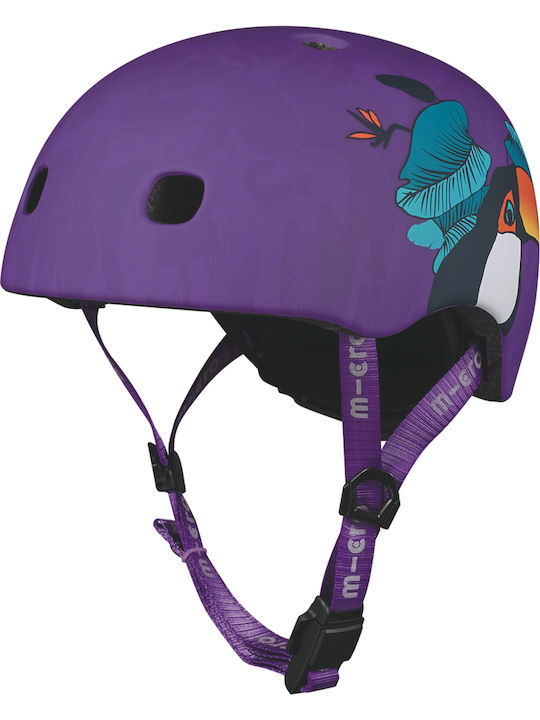 Micro Kinderfahrrad- / Rollerhelme Scooter City Lila mit integrierter LED-Lampe
