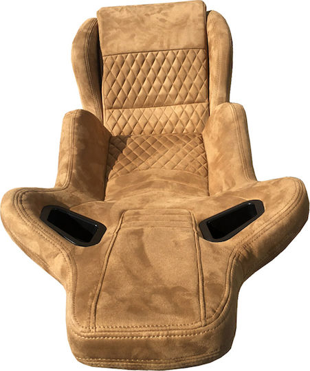 Carner Комплект колички за кола Кошница Седалки за кола Bucket RS Suede Alcantara Beige с бежови шевове - комплект от 2 броя Бежов
