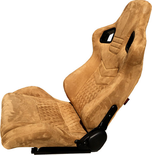 Carner Комплект колички за кола Кошница Седалки за кола Bucket RS Suede Alcantara Beige с бежови шевове - комплект от 2 броя Бежов