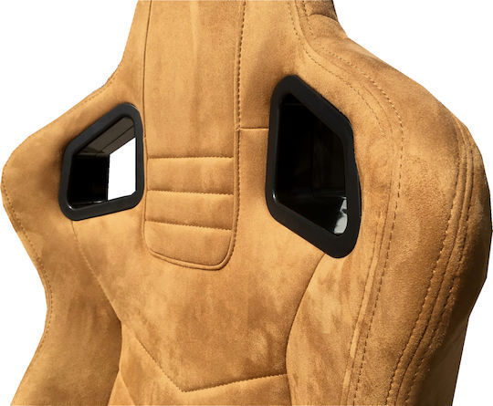 Carner Комплект колички за кола Кошница Седалки за кола Bucket RS Suede Alcantara Beige с бежови шевове - комплект от 2 броя Бежов