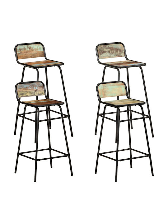 Wooden Bar Stool Outdoor Black 4 Pieces 44x44x84cm