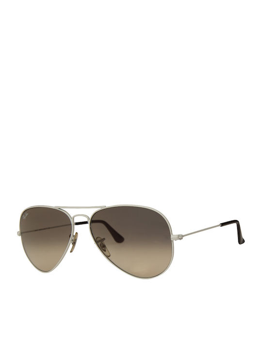 Ray Ban Aviator Men's Sunglasses with White Metal Frame and Brown Gradient Lenses RB3025 032/32
