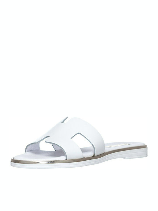 Mariella Fabiani 2044 Leather Women's Flat Sandals in White Color