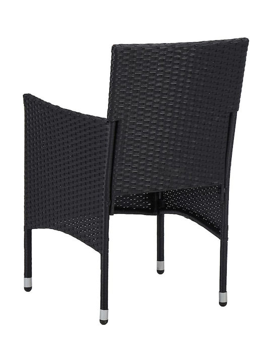Outdoor Chair Rattan Black / Cream Pillow with Cushion 2pcs 52x57x84cm