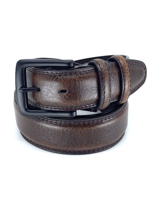 Black Wide Men's Belt Leather Brown