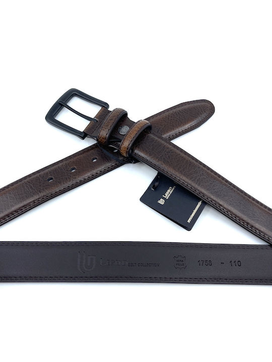 Black Wide Men's Belt Leather Brown