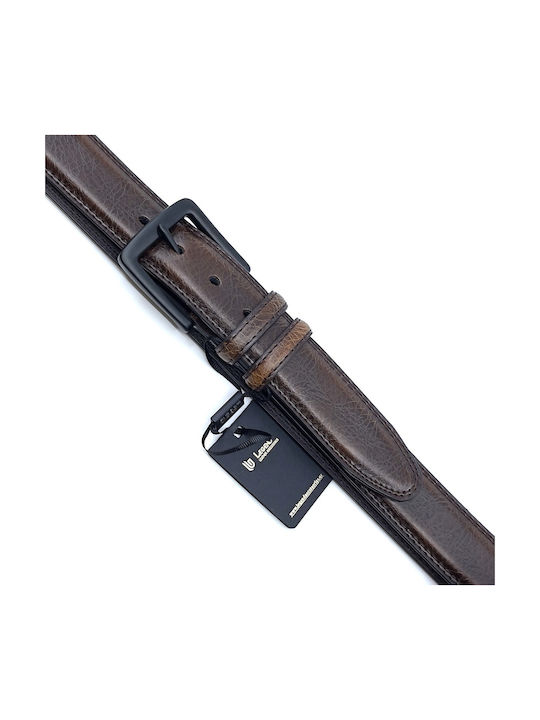Black Wide Men's Belt Leather Brown