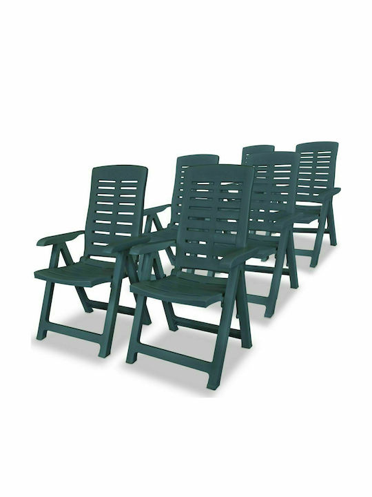 Outdoor Chair Plastic Green 6pcs 60x61x108cm