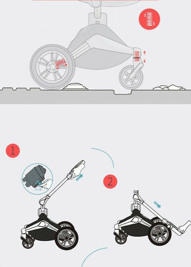 Hot Mom 360° Adjustable 2 in 1 Baby Stroller Suitable for Newborn Brown 18.5kg