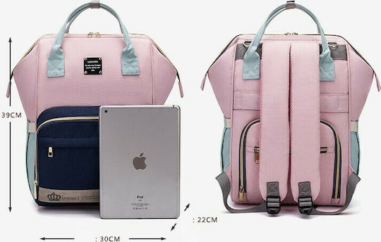 Lequeen Diaper Bag Pink - Grey 39x30x39cm.