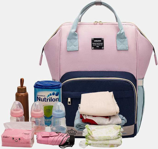 Lequeen Diaper Bag Pink - Grey 39x30x39cm.