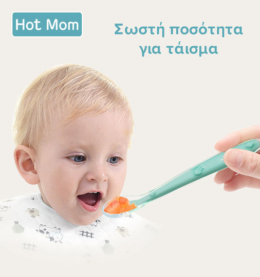 Hot Mom Baby Set with Spoons made of Silicone Multicolored 2pcs