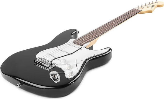 Max Audio Gigkit Set Electric Guitar Stratocaster with SSS Pickup Configuration Black with Case