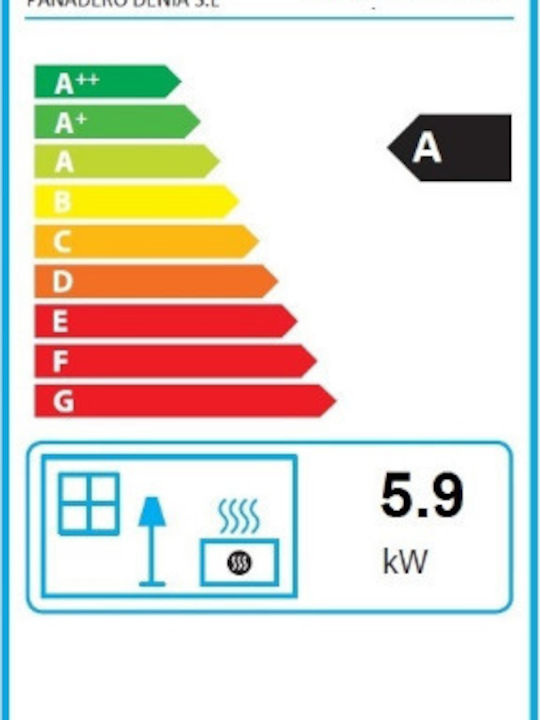 Panadero Java Wall Kaminofen Holz Warmluft 5.9kW Gerade mit einer zu öffnenden Tür