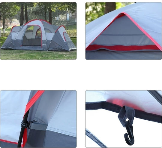 Outsunny Σκηνή Camping Τούνελ Γκρι 4 Εποχών για 6 Άτομα 455x230x180εκ.