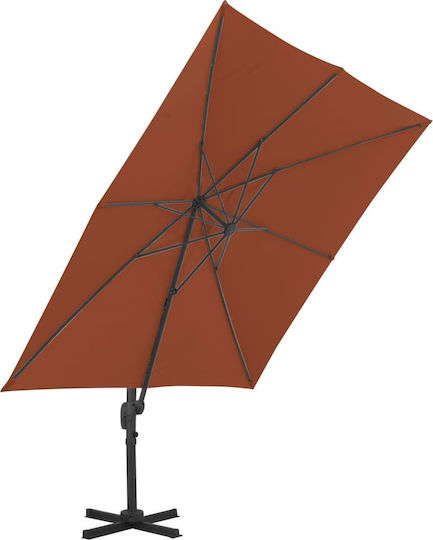 Hängender Quadratischer Aluminium Gartenschirm Terra Cotta 4x3m