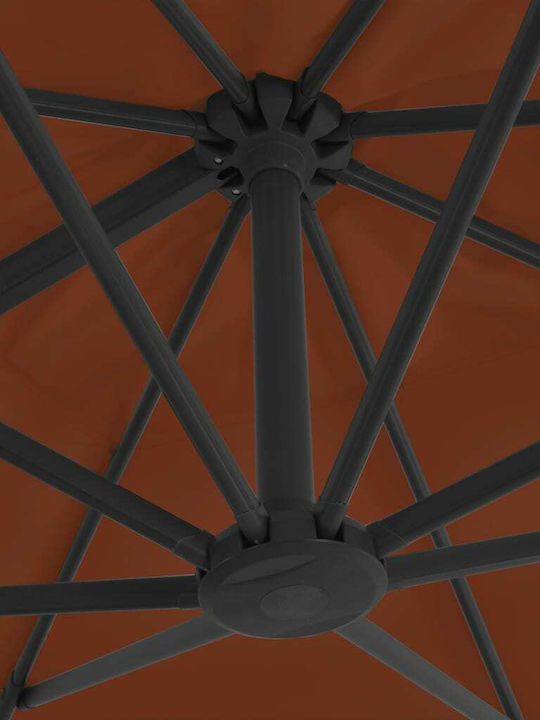 Hängender Quadratischer Aluminium Gartenschirm Terra Cotta 4x3m