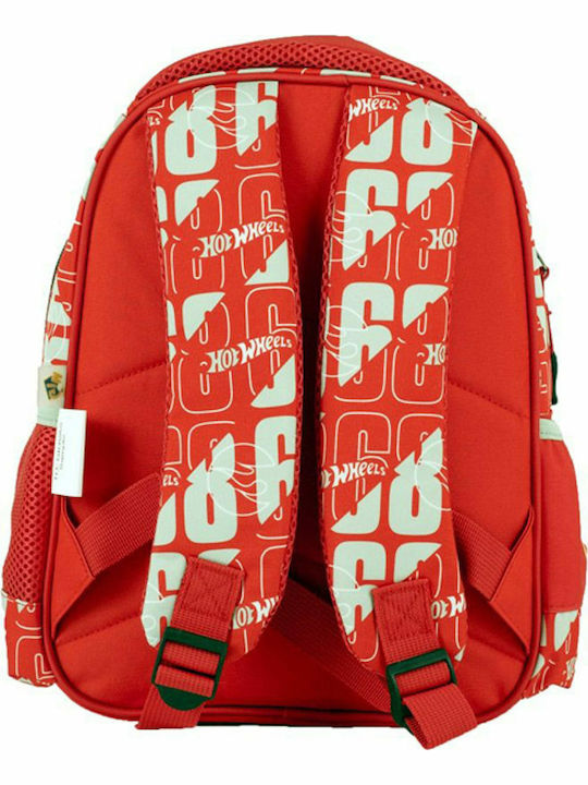 Gim Hot Wheels Schulranzen Rucksack Kindergarten Rot mit Flaschenhalter 12Liter