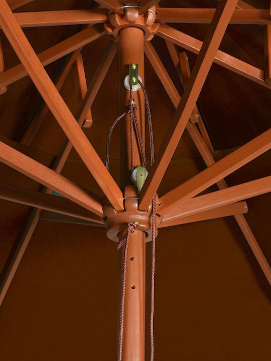 Round Wooden Parasol Terracotta Diameter 2.7m