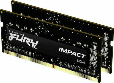 Kingston Fury Impact 32GB DDR4 RAM με 2 Modules (2x16GB) και Ταχύτητα 2666 για Laptop