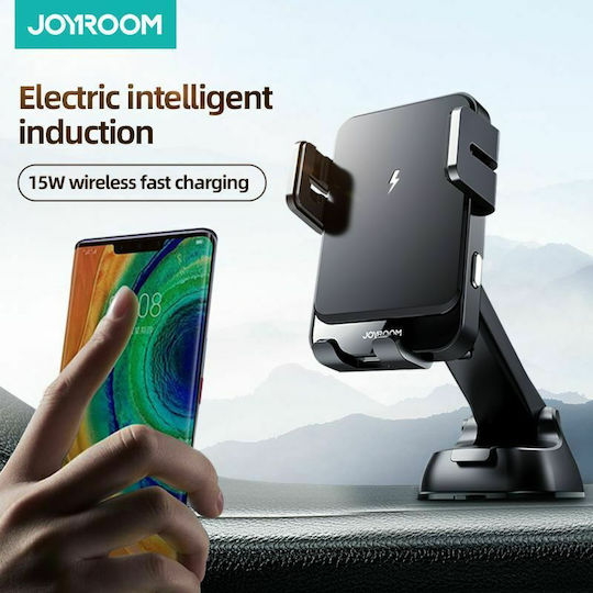 Joyroom Car Mobile Mount 4.6" - 6.8" with Adjustable Hooks and Wireless Charging Black