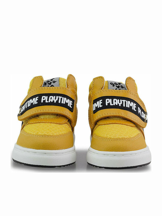 Παιδικά Sneakers High Ανατομικά με Σκρατς Κίτρινα