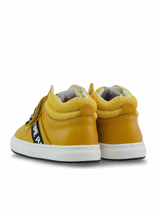 Παιδικά Sneakers High Ανατομικά με Σκρατς Κίτρινα