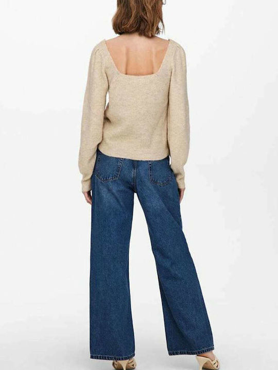 Only Women's Long Sleeve Pullover Wool Beige